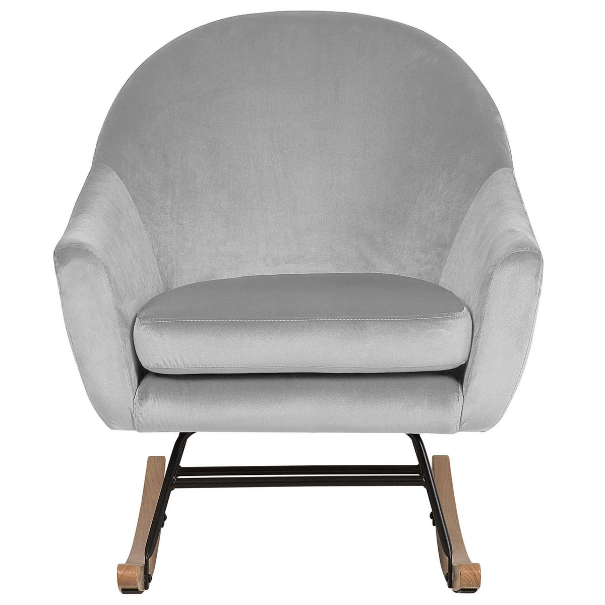 SCHAUKELSESSEL Samtstoff Grau Oxie - Grau, Holz/Textil (74/90/91cm) - Beliani