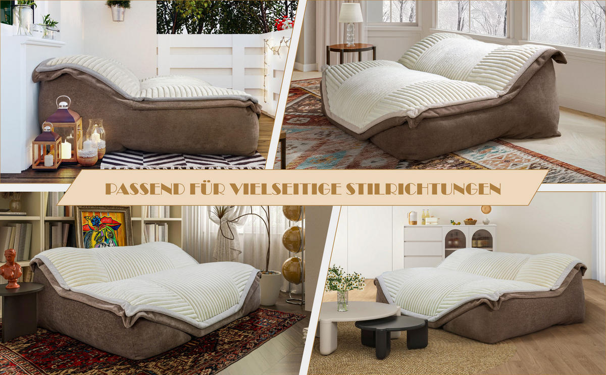 SITZSACKSOFA 2-Sitzer Cord - Beige, Textil (136/64/168cm) - Vercart