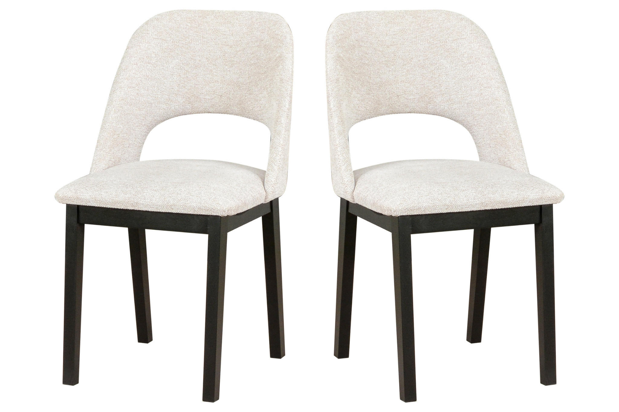 STUHL 2er Set MONTI 2, schwarz - Creme/Schwarz, Holz (45/82/45cm) - Leaf Design