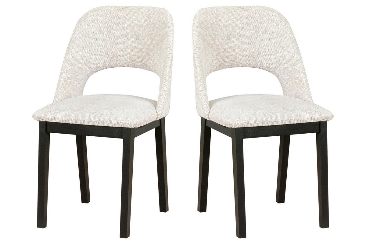 STUHL 2er Set MONTI 2, schwarz - Creme/Schwarz, Holz (45/82/45cm) - Leaf Design