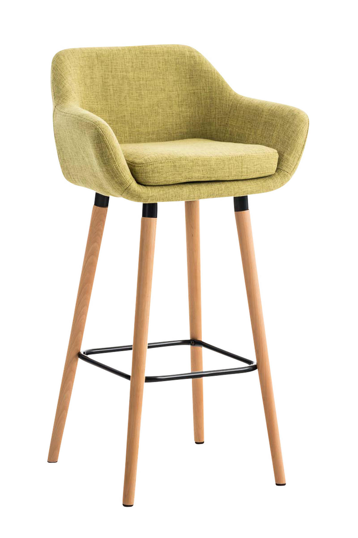 BARHOCKER Grande, Gestell Holz, Stoff Hellgrün - Braun/Grün, Holz/Textil (55/99/46cm) - TPFLiving