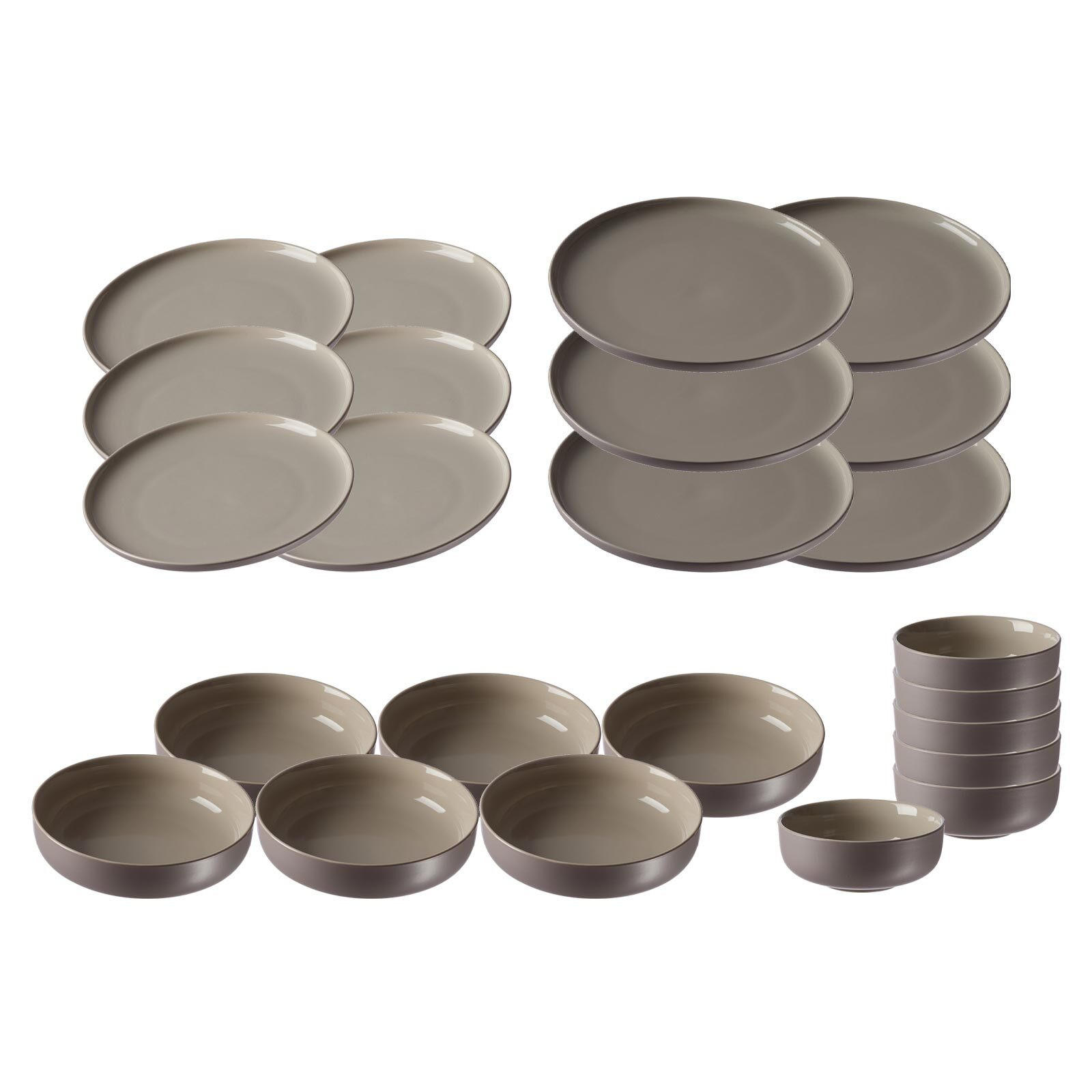 TELLER UND SCHALENSET Jasper taupe 24er Set - Taupe, Keramik (1/1/1cm) - Ritzenhoff Breker