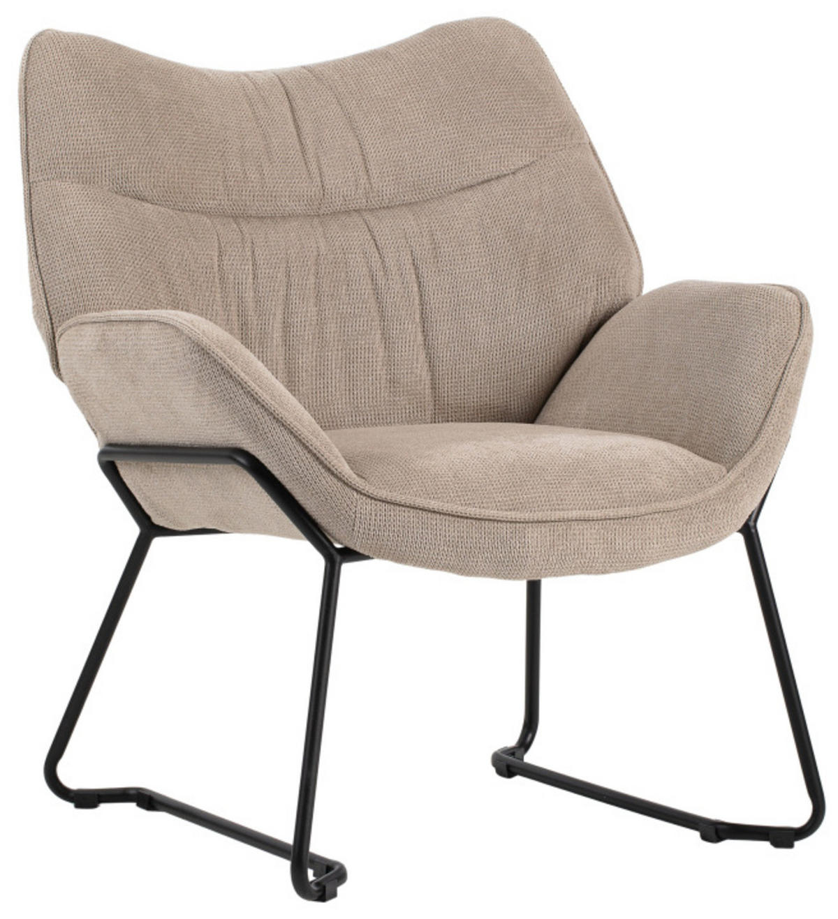 SESSEL Aliano beige - Beige/Schwarz, Textil/Metall (73/76/67cm) - Mr. Deko