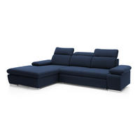 ECKSOFA PABLO mit Schlaffunktion und Bettkasten Marineblau - Dunkelblau, Holzwerkstoff/Kunststoff (250/90cm) - Idohome