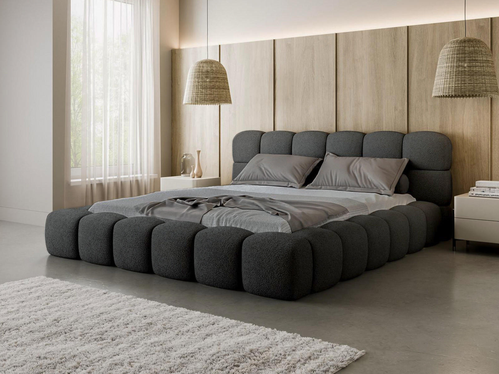 POLSTERBETT Bizu Bettkasten, Lattenrost 160x200 Graphit - Grau, Holzwerkstoff (200/200cm) - Compleo24