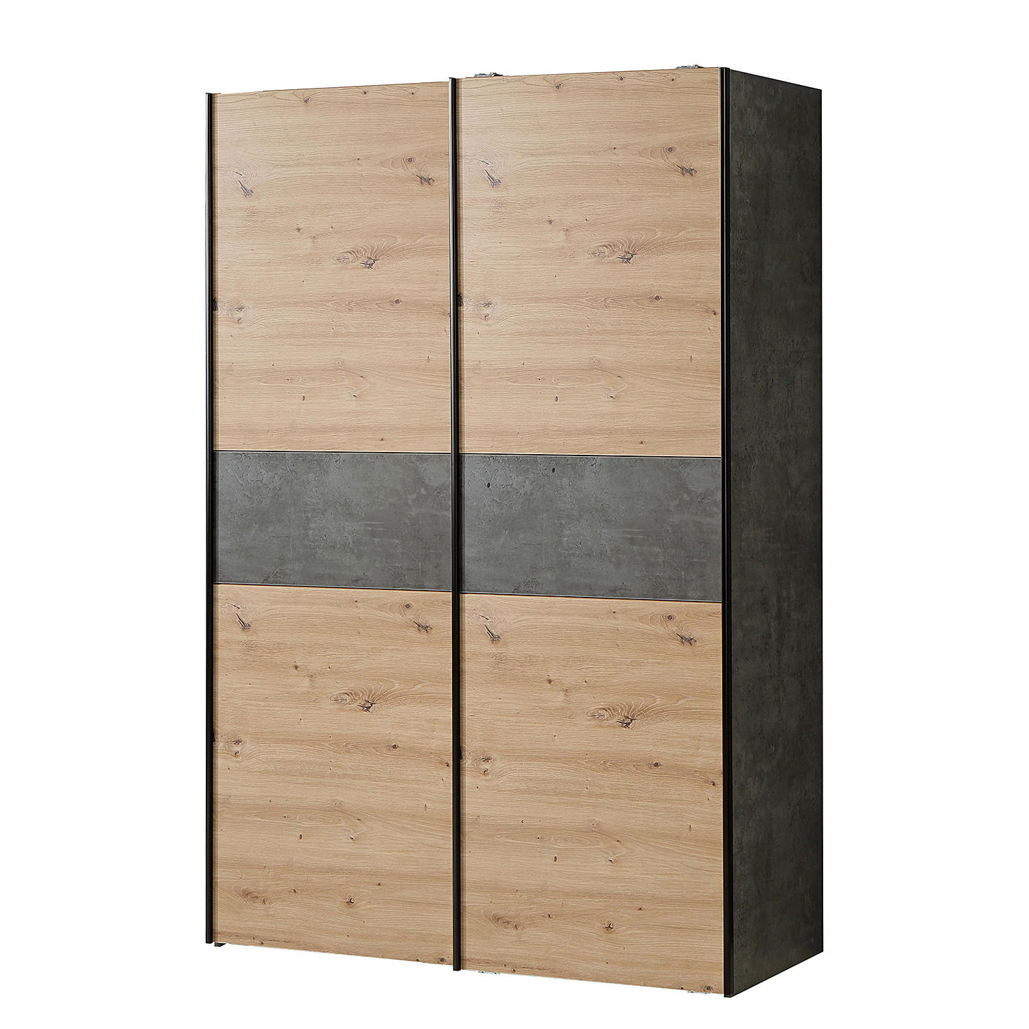 SCHWEBETÜRENSCHRANK - Anthrazit/Eiche Artisan, Holzwerkstoff/Metall (120/191/61cm) - home24