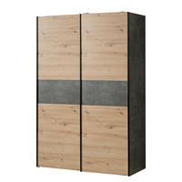 SCHWEBETÜRENSCHRANK - Anthrazit/Eiche Artisan, Holzwerkstoff/Metall (120/191/61cm) - home24