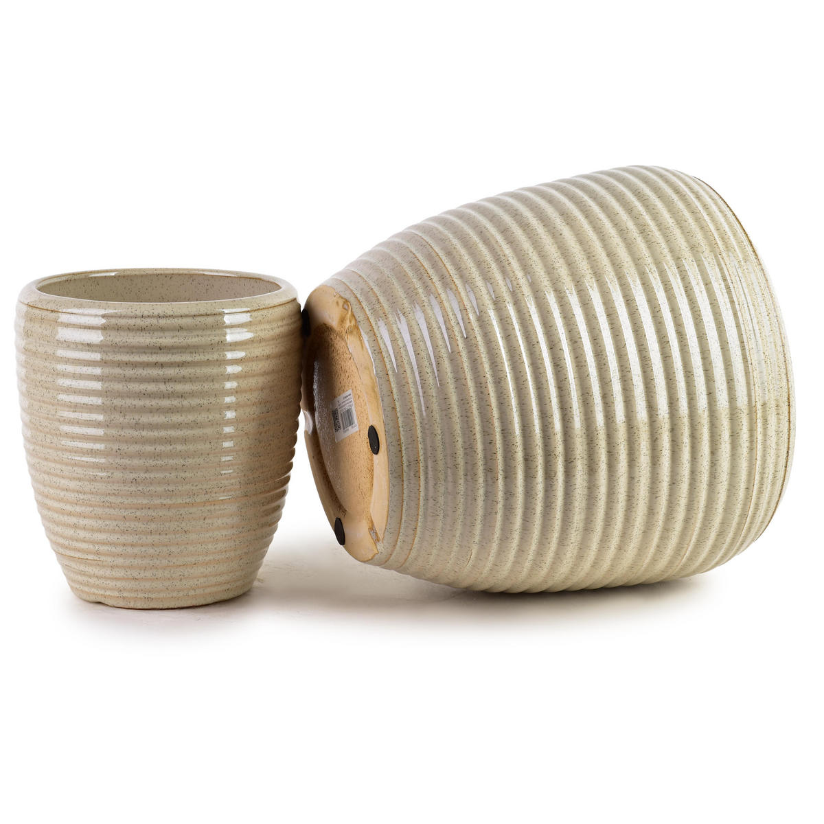 BLUMENTOPF Neva 2er Set Beige 30.5/30.5/30.5 cm Keramik - Beige, Keramik (30.5/30.5/30.5cm) - Mondex