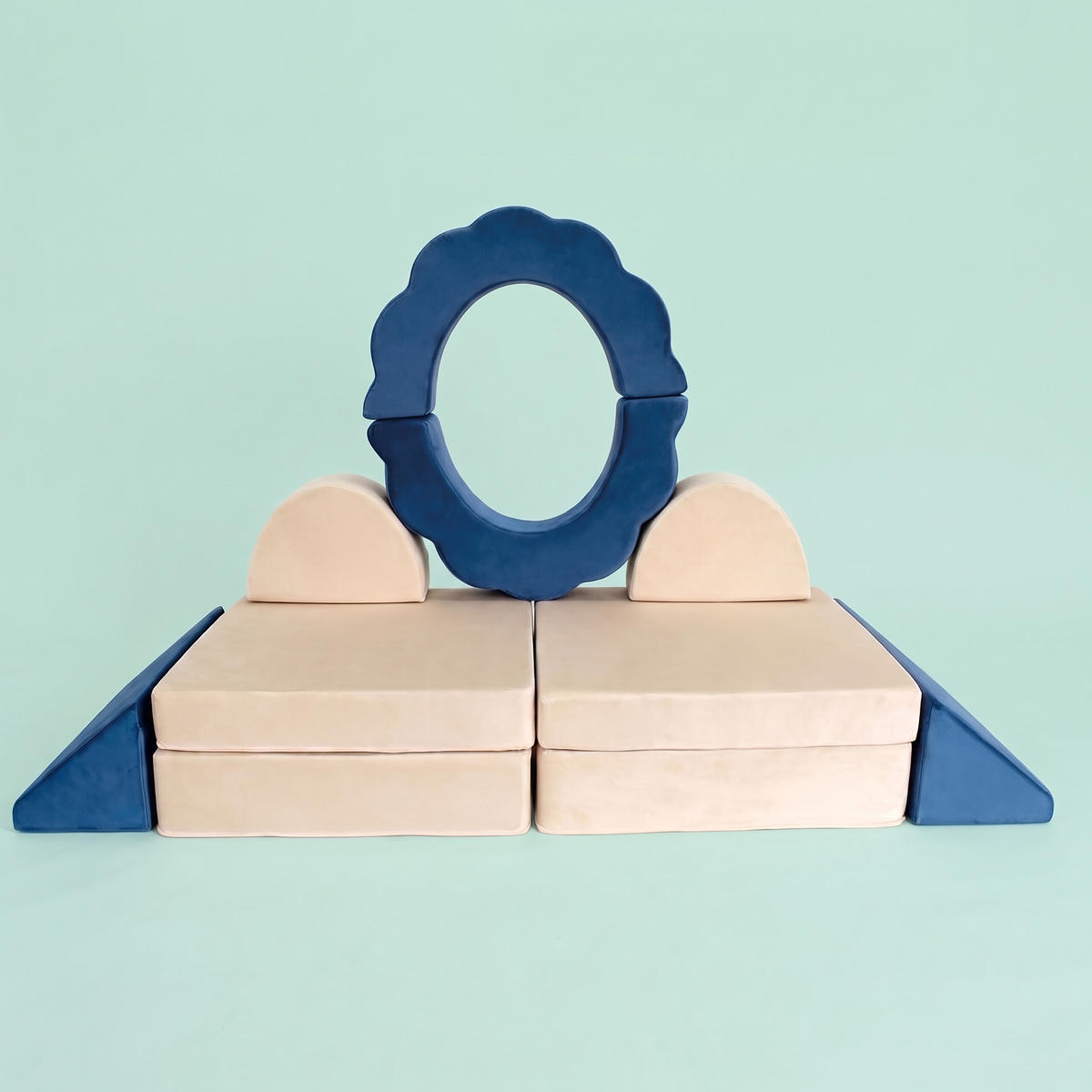 KAVČ moder otroški 10-delni-set modularen - večbarvno, umetna masa/tekstil (150/47/65cm) - Relaxdays
