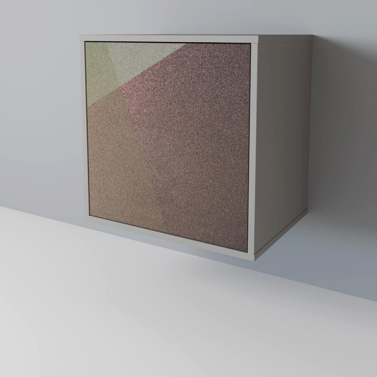 SIDEBOARD BEIGE GEOMETRY, Grau, 57,5x42x75,5 cm, Goldfarbene Metallfüße - Goldfarben/Multicolor, Holzwerkstoff/Metall (57.5/75.5/42cm) - SpaceRebels