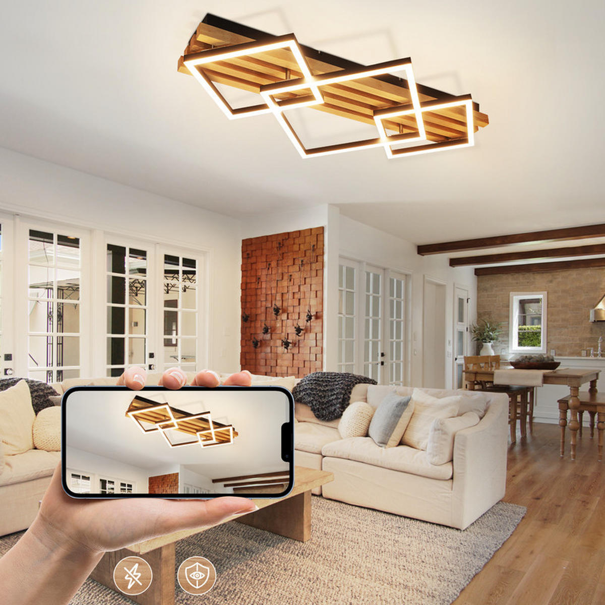 LED-DECKENLEUCHTE Elisabeth II 8.8/71.6/41.6cm - Eschefarben, Holz (8.8/71.6/41.6cm) - Nettlife