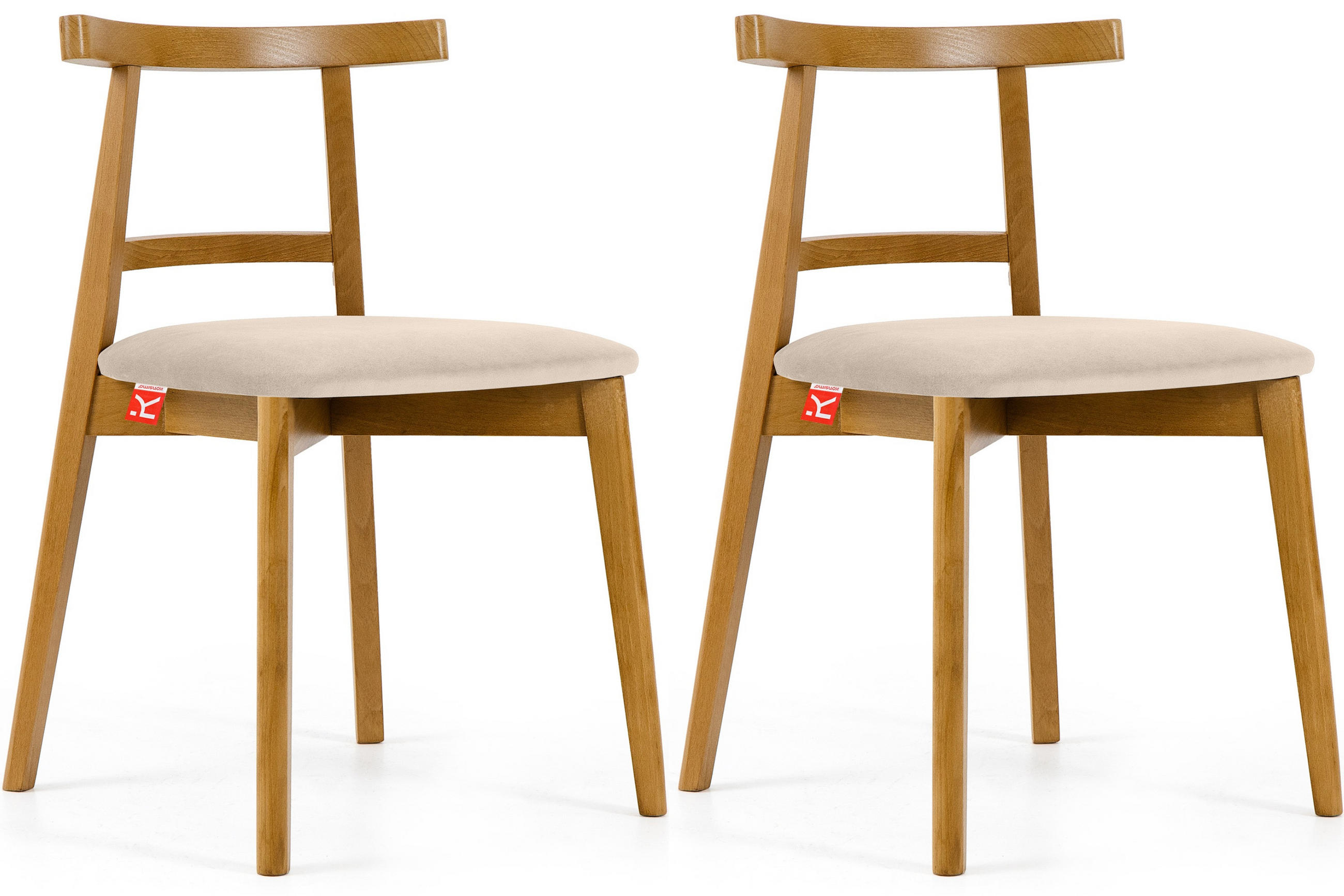 ESSTISCHSTÜHLE LILIO 2 St Vintage, Creme / hell Eiche - Hellbraun/Eichefarben, Holz/Textil (47/76/45cm) - KONSIMO®