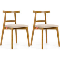 ESSTISCHSTÜHLE LILIO 2 St Vintage, Creme / hell Eiche - Hellbraun/Eichefarben, Holz/Textil (47/76/45cm) - KONSIMO®