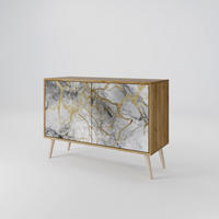 SIDEBOARD TIMELESS GLIDE, Eicheneffekt, 111x42x77,5 cm, 2 Türen - Eichefarben/Buchefarben, Holzwerkstoff/Buchenholz (111/77.5/42cm) - SpaceRebels