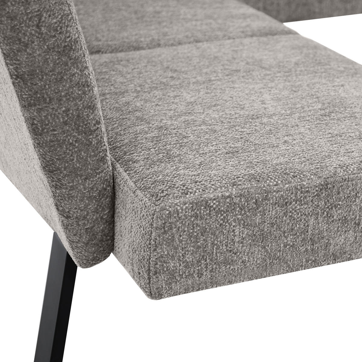 ECKBANK Velto 203x162 cm, mit Metallbeinen, Raven-Stoff, Cappuccino - Schwarz/Cappuccino, Metall (203/162cm) - Beautysofa