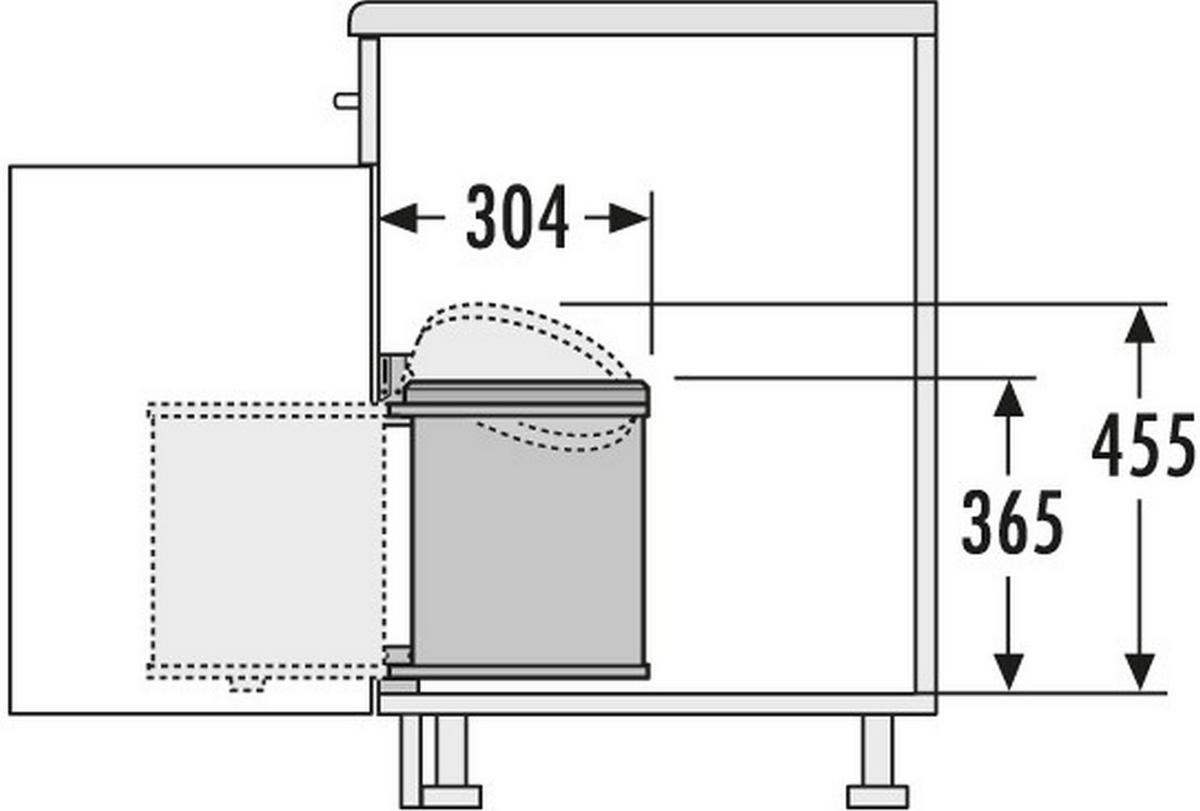MÜLLEIMER Hailo Mono 1x 15 Liter Küche Einbau ab 40cm Schrank Weiss - Weiß, Metall (36/36.5/30.4cm) - Hailo