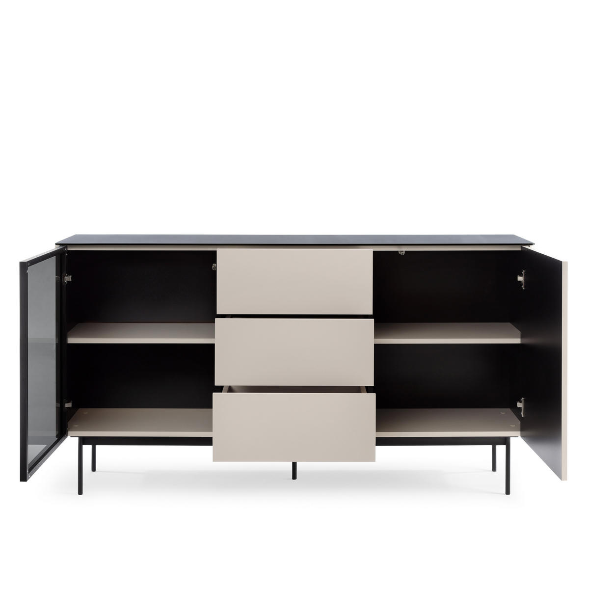 SIDEBOARD OLDEN KOM2 Glasplatte Kaschmir - Kaschmir, Glas/Holzwerkstoff (157/84/39cm) - Komodee