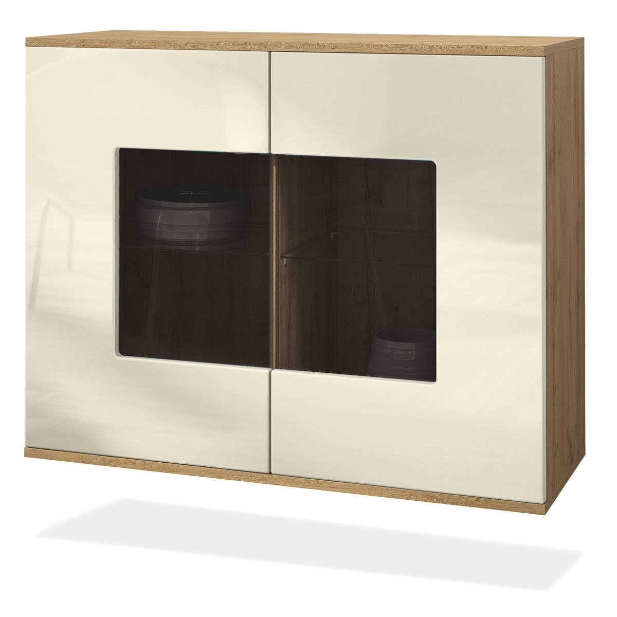 KOMMODE Grömitz Creme Hochglanz - Creme, Holzwerkstoff (92.5/73.5/35cm) - Vladon