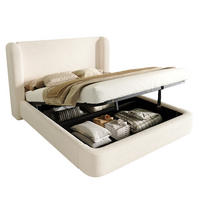 POLSTERBETT 180/200 cm mit Lattenrost, hydraulischem Bettkasten und waschbarem Kopfteilbezug, Beige - Beige, Textil (180/200cm) - Redom