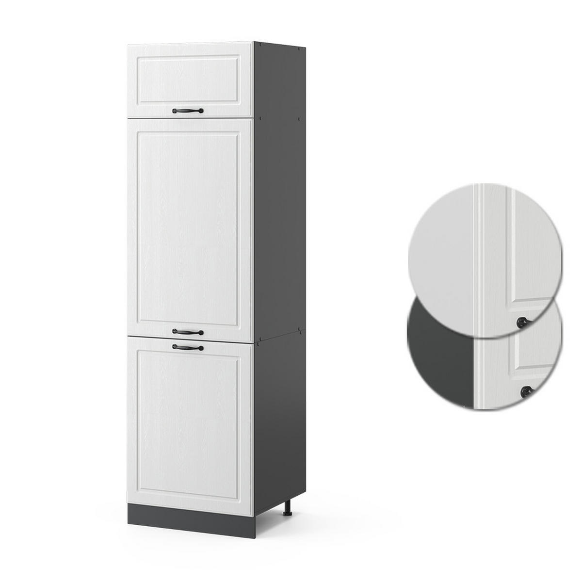 KÜHLUMBAUSCHRANK R-Line Weiß Landhaus 60 cm - Anthrazit/Weiß, Holzwerkstoff (60/206.8/57.2cm) - Vicco