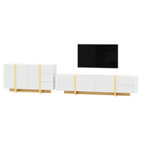 WOHNWAND DE-40127 2-teilig mit Rillenfront Weiß - Weiß, Holzwerkstoff (190/45/35cm) - ComfortXL