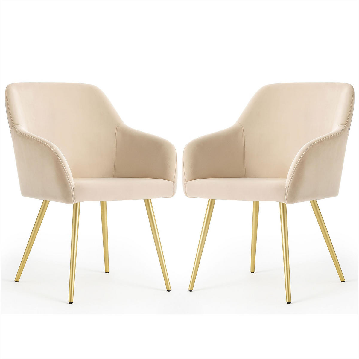 POLSTERSTUHL 2er Set, Metallbeine Creme 54,5/83/58 - Creme, Textil (55/83/58cm) - RAUMHIRSCH FURNITURE