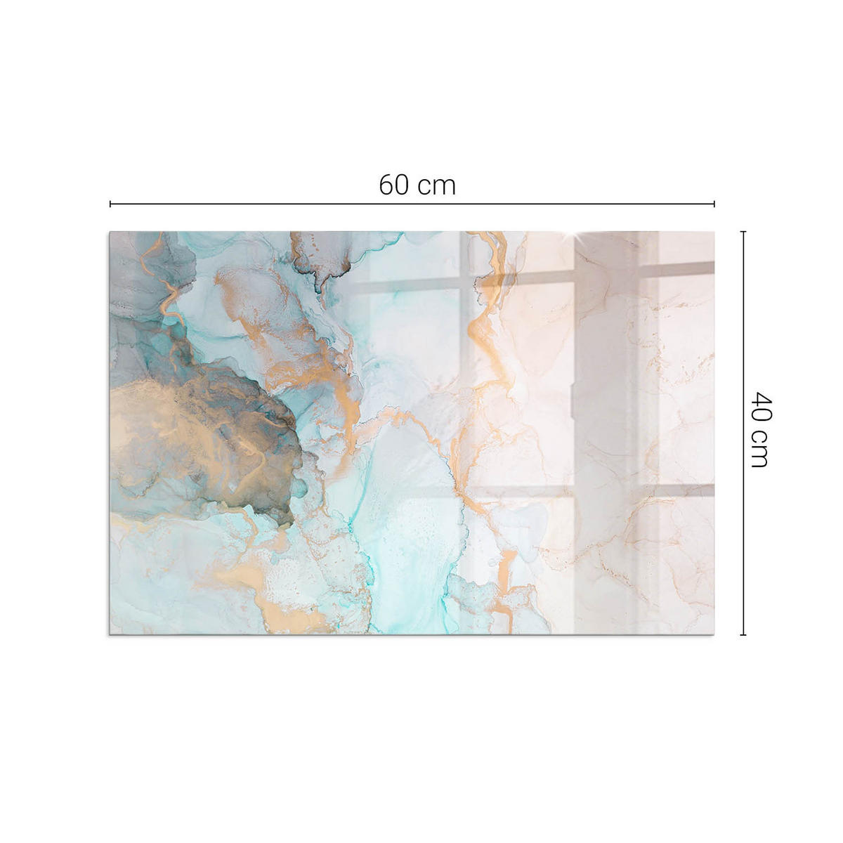 GLASPLATTE für Kamin 60x40 cm Türkis - Türkis, Glas (60/40/0.4cm) - ArtPrintCave