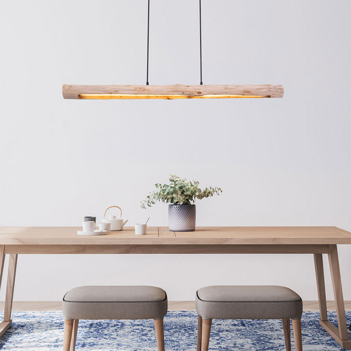 LED HÄNGELEUCHTE Holz Braun - Braun, Holz (120/7/150cm) - Globo Lighting