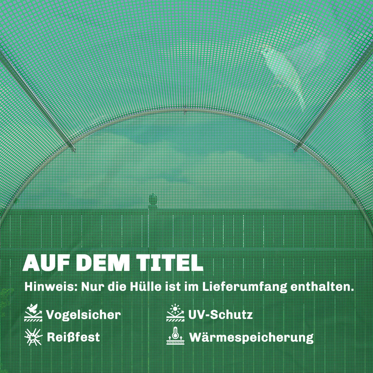 GEWÄCHSHAUSFOLIE DE-05794 4x2 m, mit Tür & 8 Fenstern Grün - Grün, Kunststoff (200/200/400cm) - ComfortXL