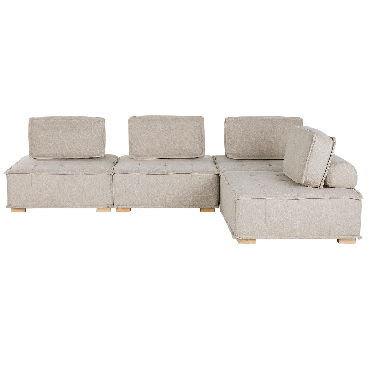ECKSOFA Modul 4-Sitzer rechtsseitig Hellbeige Stoff Tibro - Beige/Braun, Textil (300/200cm) - Beliani