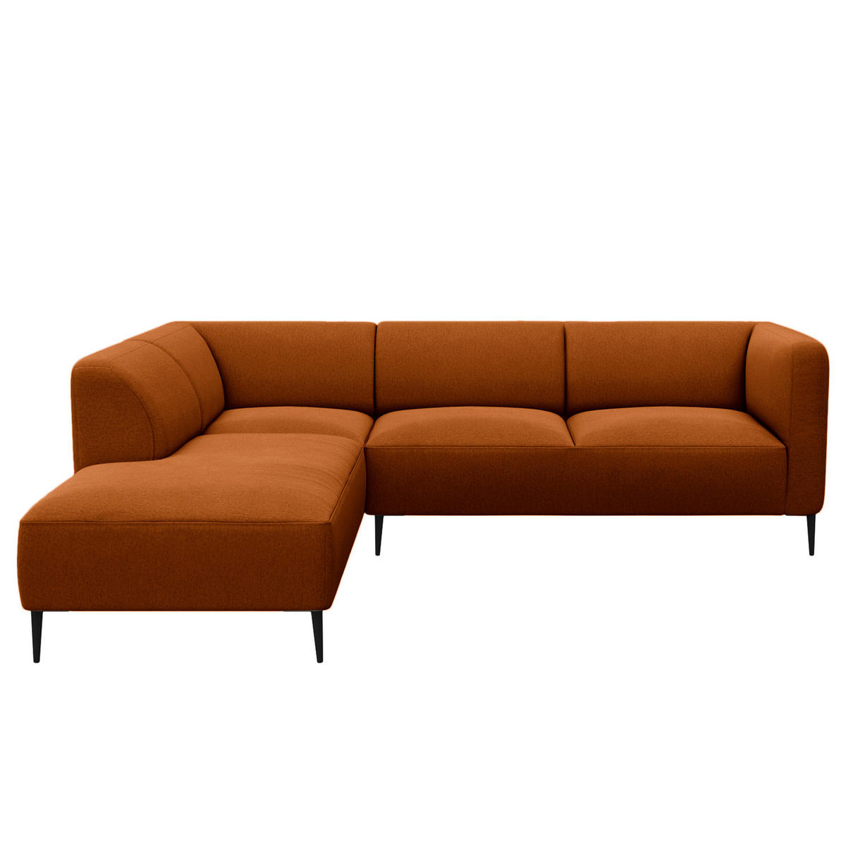 2,5-SITZER ECKSOFA mit Ottomane - Rostfarben/Schwarz, Textil/Metall (252/205cm) - home24