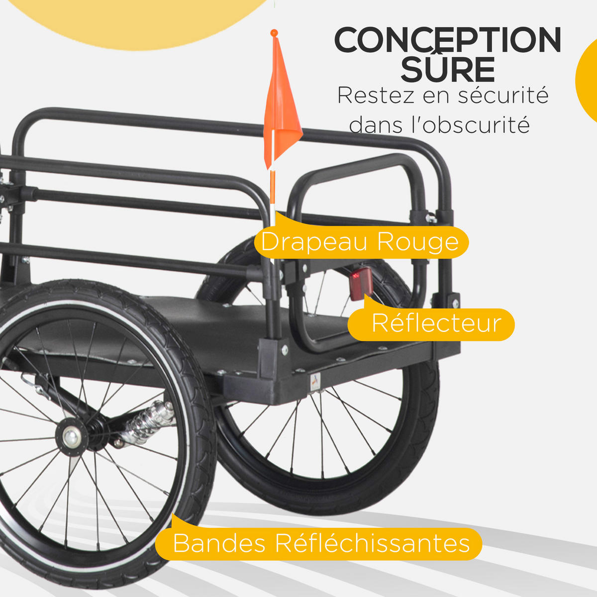 FAHRRADANHÄNGER DE-18145 klappbar, 40 kg Traglast Schwarz - Schwarz, Metall (64/53.5/125cm) - ComfortXL