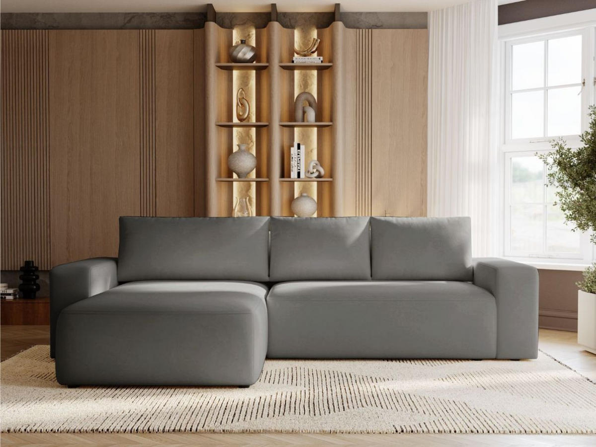 ECKSOFA Tazones Dunkelgrau Links - Dunkelgrau, Holz/Kunststoff (250/165cm) - Graingold
