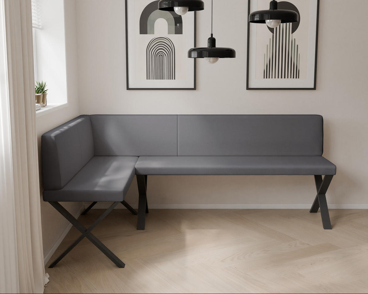 ECKBANK links VERO X Kunstleder glatt, 142/196 cm Dunkelgrau - Dunkelgrau, Kunststoff/Textil (142/196cm) - Idohome