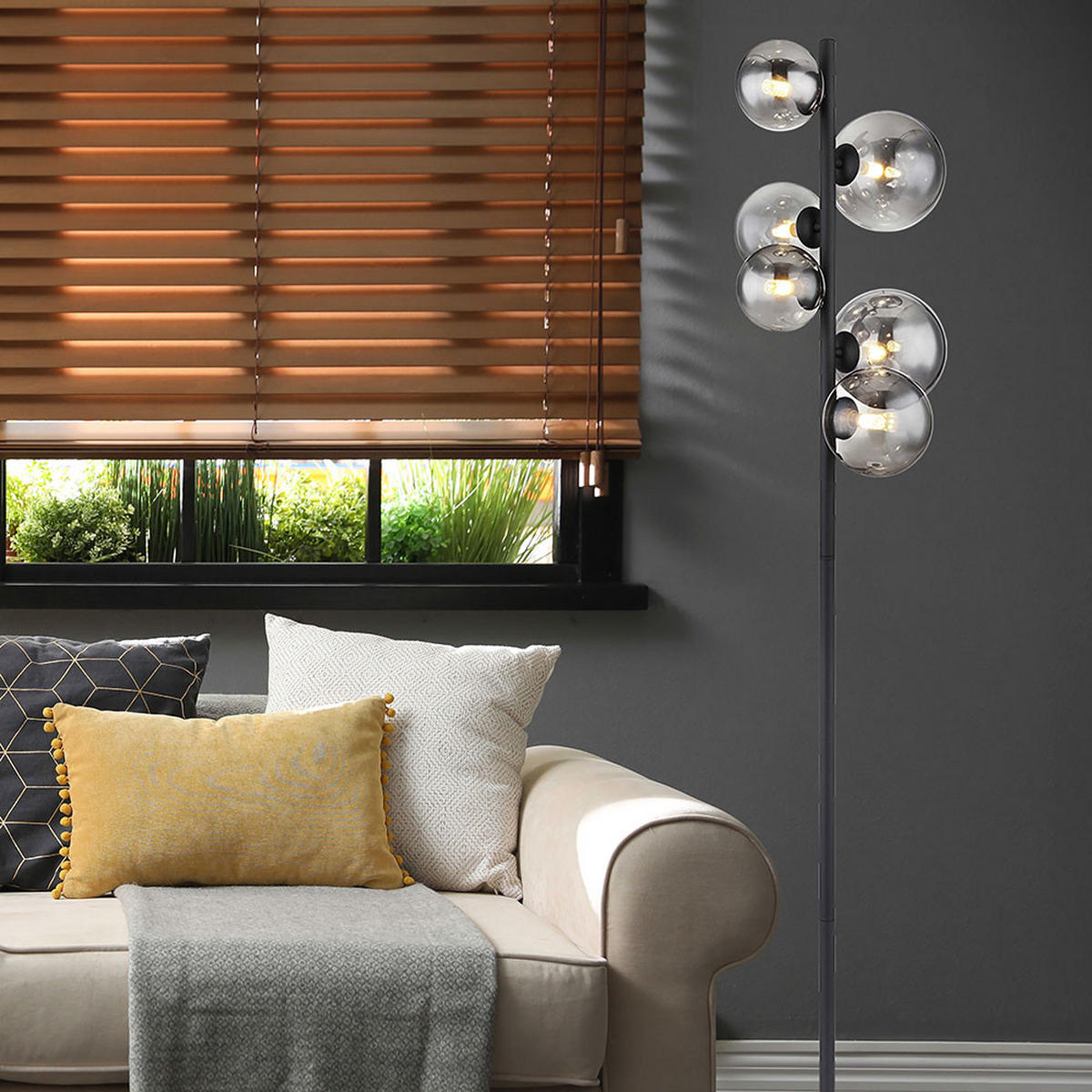 LED STEHLEUCHTE Metall Schwarz - Schwarz, Glas (28.5/28.5/155cm) - Globo Lighting
