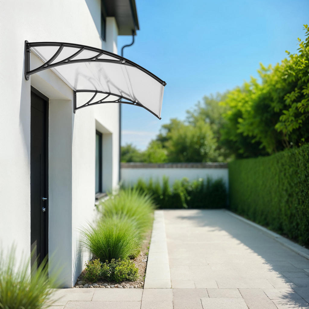 Thumbnail - tectake Vordach, Transparent, Kunststoff, Formgebogen, 120x0.5x93 cm, Sonnen- & Sichtschutz, Sichtschutz Garten, Markise...