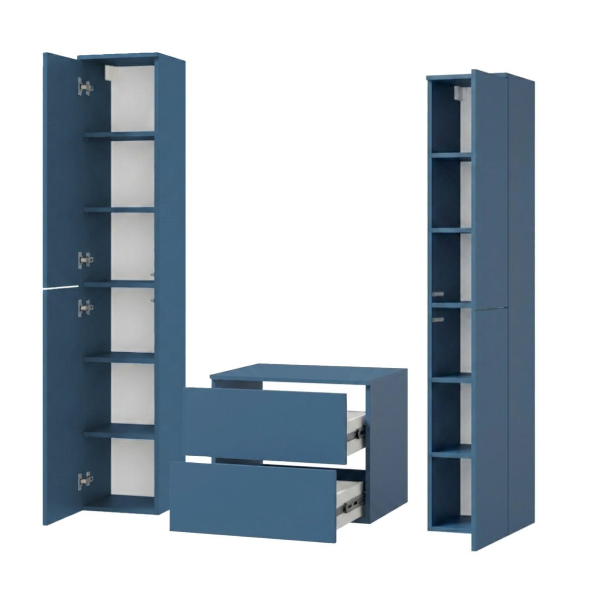 BADMÖBEL-SET Color Meeresblau 3-Teilig (2S 60 + 2D 160 X2) - Dunkelblau, Holzwerkstoff (140/160/45cm) - mzm24