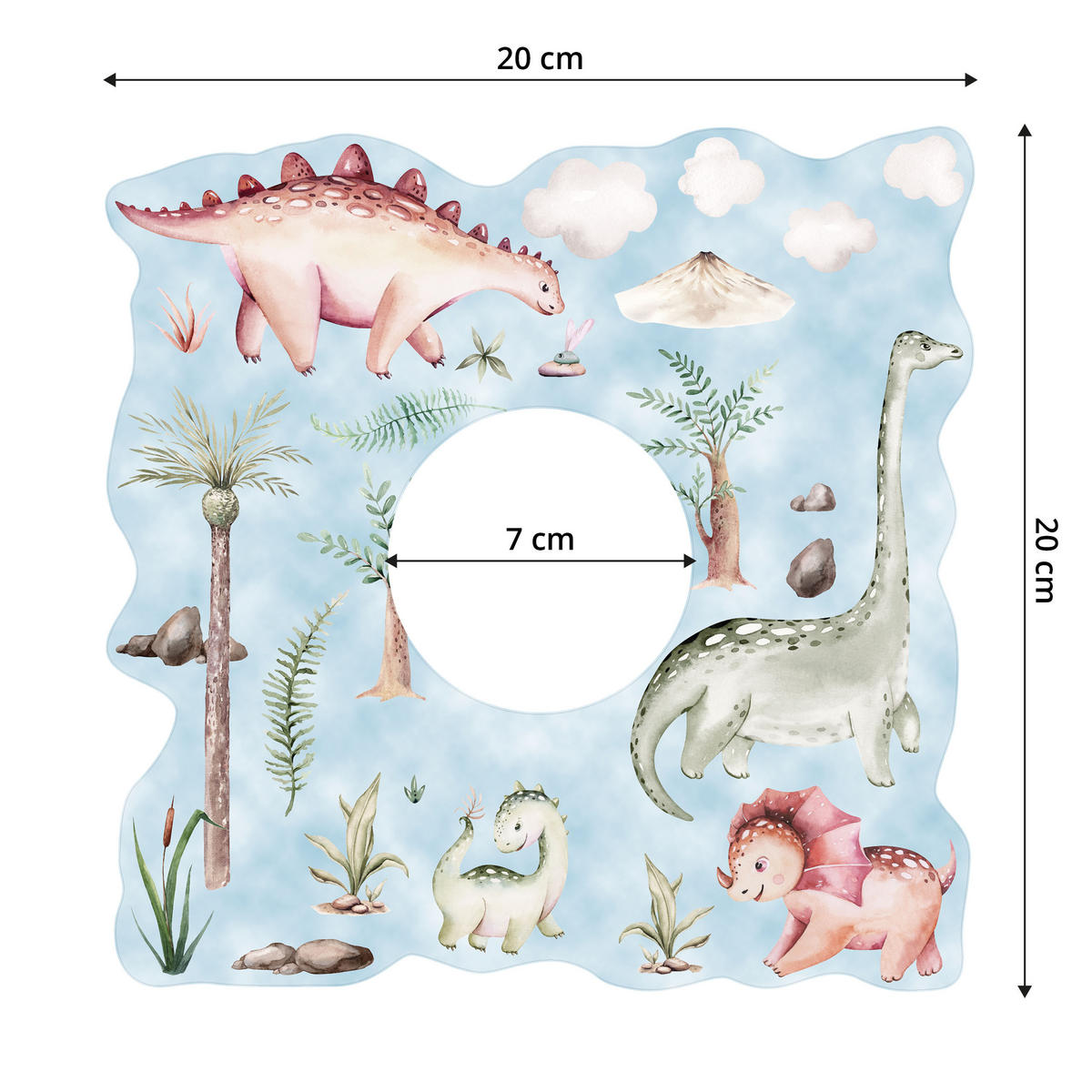 LICHTSCHALTER-STICKER Dinosaurier und Pflanzen 20x20cm - Blau, Papier (20/20/20cm) - Muralo