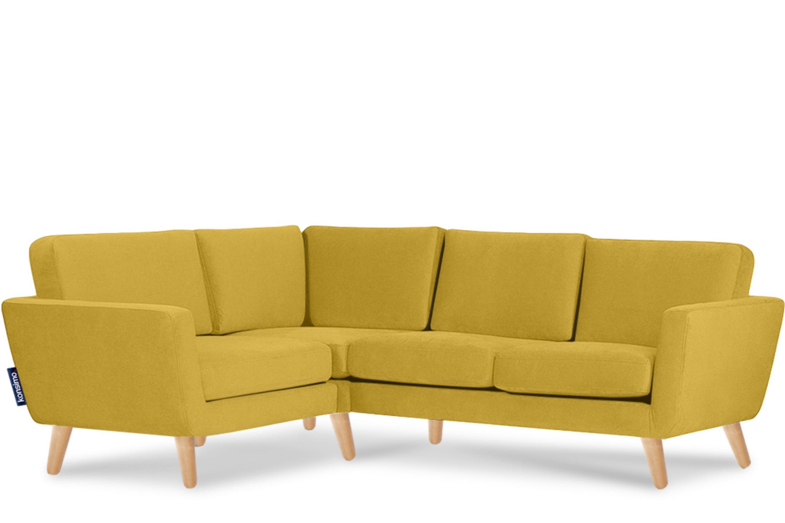 ECKSOFA-LINKS TAGIO 3/4 Sitzer, Gelb - Gelb/Braun, Buchenholz/Textil (220/181cm) - KONSIMO®