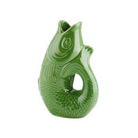 VASE Monsieur Carafon S, Fisch-Form, Steingut, Green Bay, 25 cm - Grün, Keramik (25cm) - Gift Company