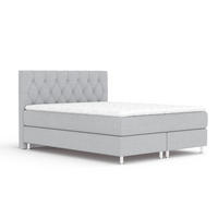 BOXSPRINGBETT Excelsior Hellgrau 200/200 cm mit Latex-Topper - Silberfarben/Hellgrau, Holz/Holzwerkstoff (200/200cm) - Maison de Reve