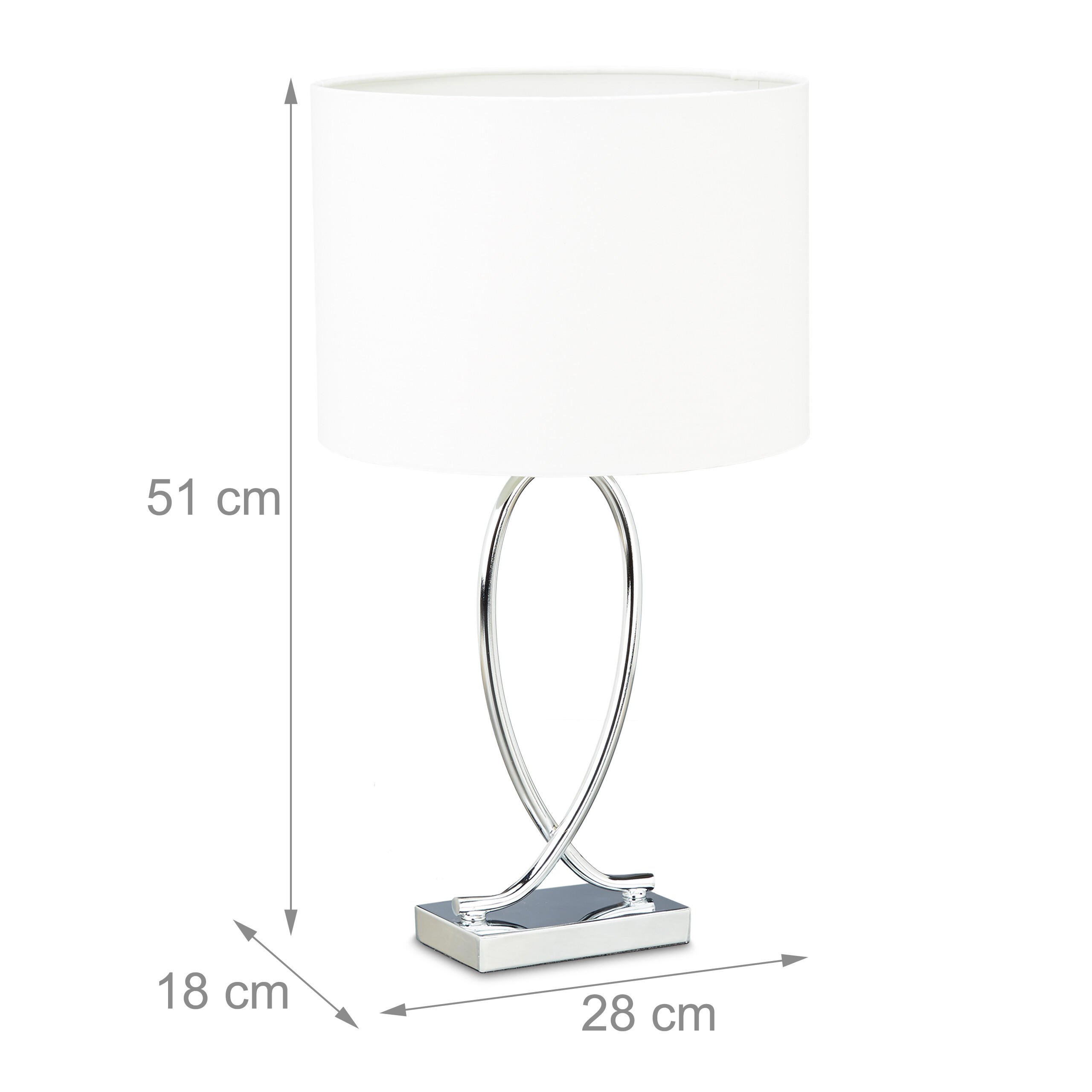 Thumbnail - Relaxdays 2Xtischlampe, Mehrfarbig, Metall, Textil, Oval, 28x51x18 cm, Lampen & Leuchten, Innenbeleuchtung, Tischlampen,...