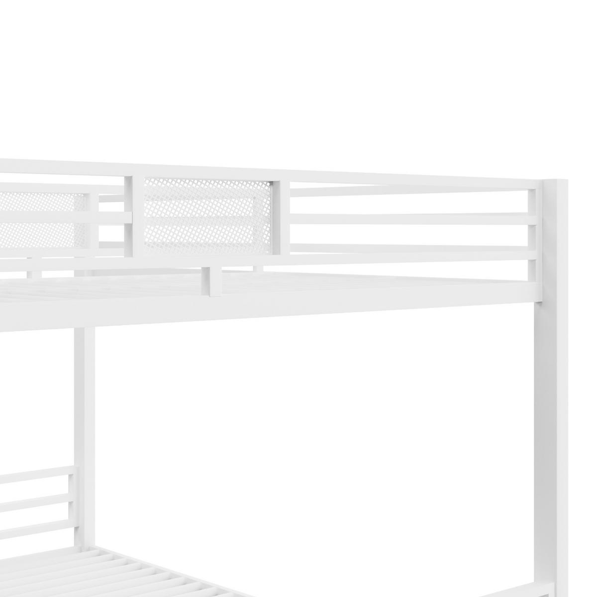 ETAGENBETT 90/200 cm & 140/200 cm in Weiß L-Form mit Schutzgittern - Weiß, Metall (90/200cm) - CHICFURN