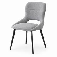 ESSSTUHL 6er-Set Grau mit Chenillebezug - Grau, Metall (40/86/43cm) - MIVRAY