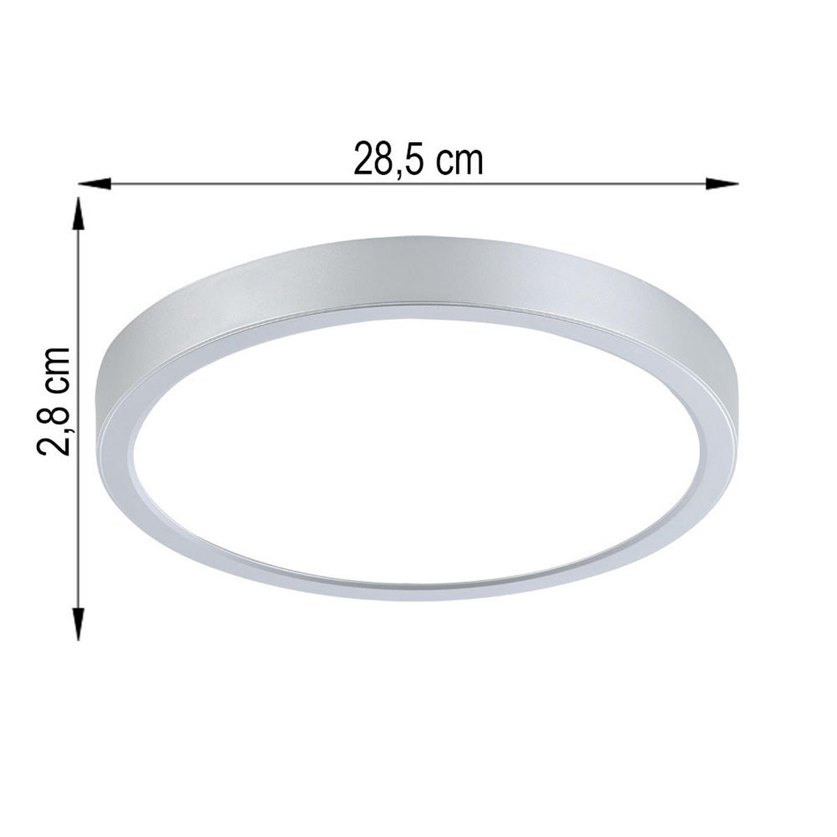 LED DECKENLEUCHTE Stahl Weiß Silber - Silberfarben, Metall (28.5/28.5/2.8cm)