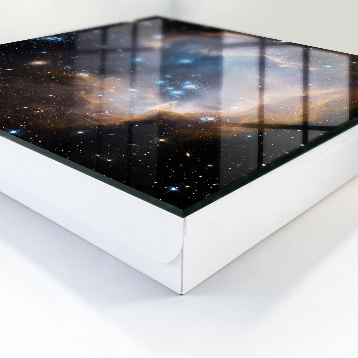 SCHLÜSSELBOX Weiß 30x30 cm – Türöffnung nach rechts - Sternnebel - Schwarz, Metall (30/30/5cm) - TULUP