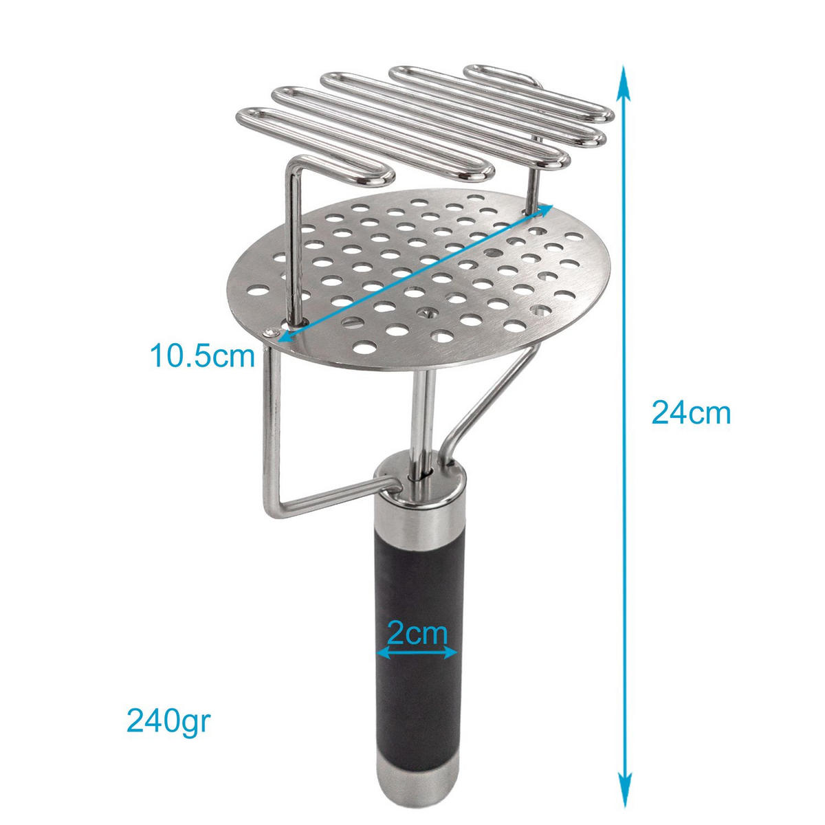 KARTOFFELSTAMPFER - Silberfarben, Metall (8.5/11.5cm) - Intirilife