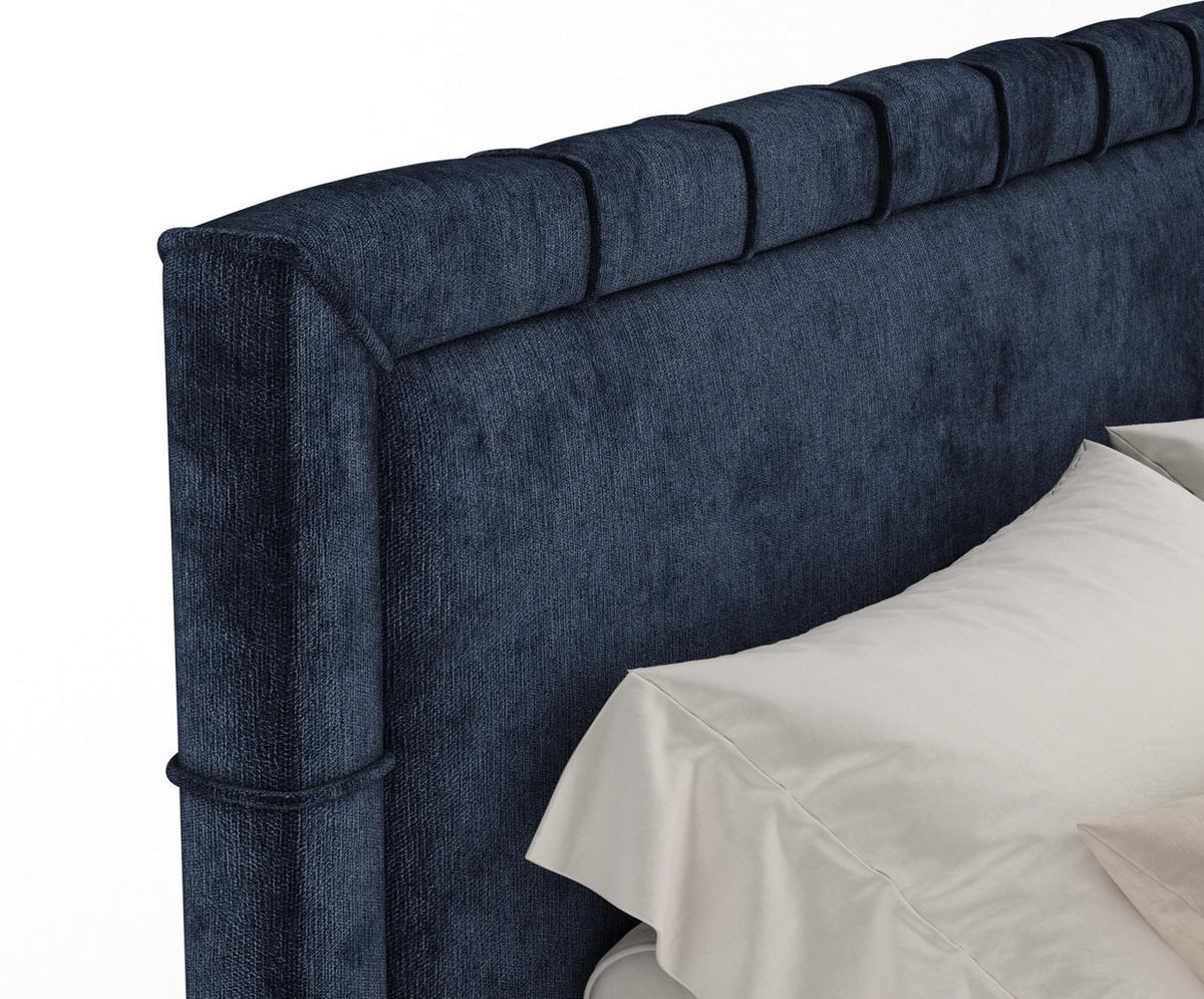 BOXSPRINGBETT Rosabel Marineblau 140/200 cm mit Matratze und Topper - Schwarz/Dunkelblau, Holz/Holzwerkstoff (140/200cm) - Maison de Reve
