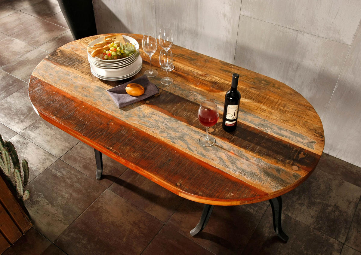 TISCH Altholz 180x100x75 mehrfarbig lackiert INDUSTRIAL #04 - Multicolor, Holz (180/100/75cm) - Massivmoebel24