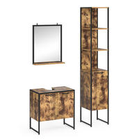 BADMÖBEL-SET Fyrk Antikholz 3 Teile, mit Hochschrank - Eichefarben/Schwarz, Holzwerkstoff (60/60/33cm) - Vicco